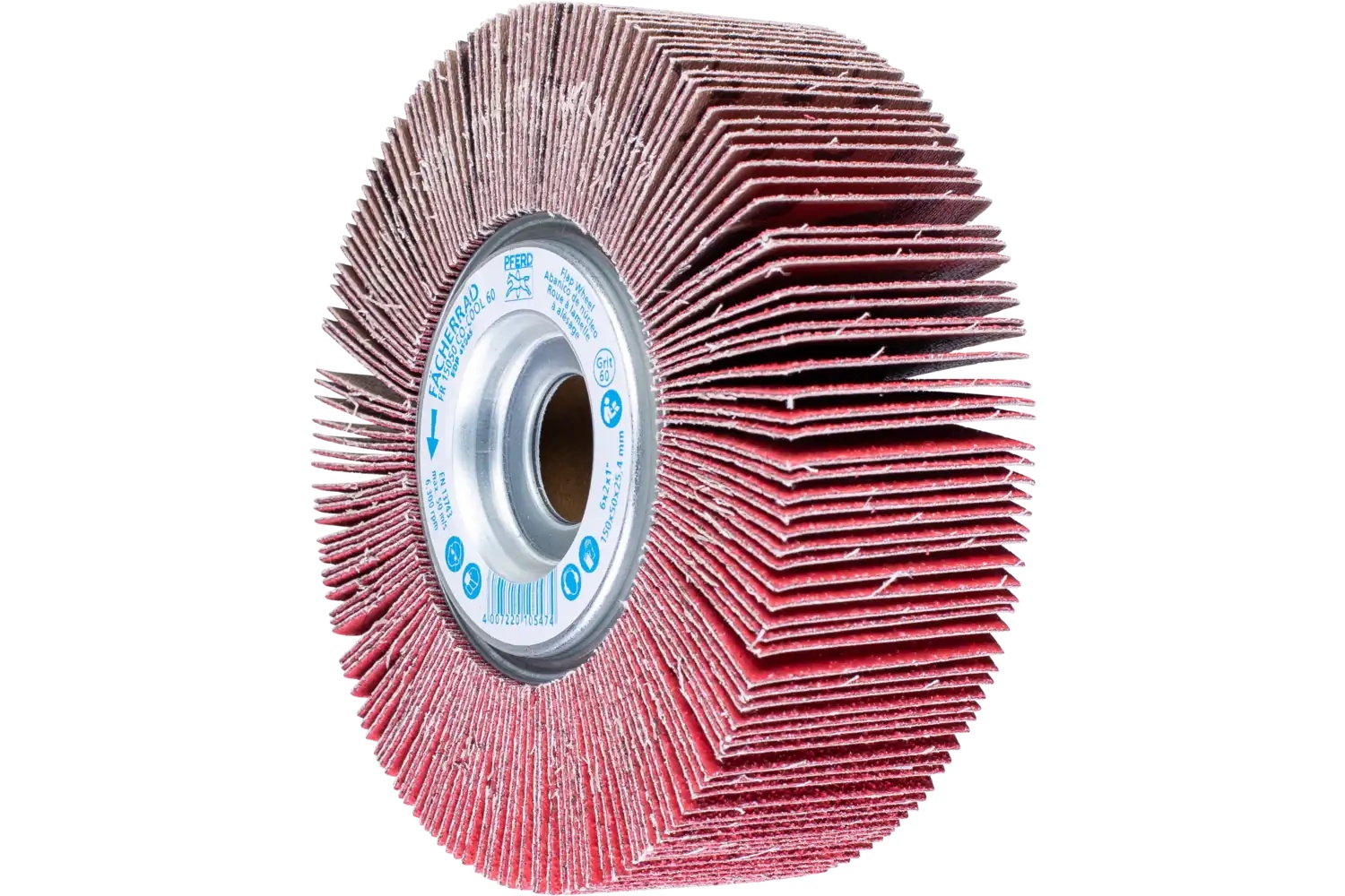 Picture of Pferd Unmounted Flap Wheel, 6" X 2, 1" Arbor, 60 Grit, Ceramic Oxide Co-Cool